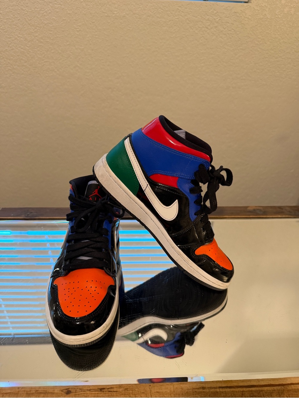 Nike Multi-Color High-Top Sneakers in Orange, Blue, Green, Black & White
